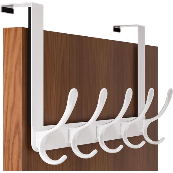 Over The Door Hook, Door Hanger Hooks for Hanging Clothes, Towels, Coats, Hats, Over The Door Towel Hook - White, Assembly Required