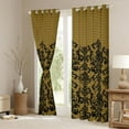 thumbnail image 3 of Manfei Damask Floral Pattern Curtains Pack of 2 (42x84 Each),Vintage Baroque Curtains Blackout,Gold Black Victorian Flower Bedroom Curtains For Adults,Breathable Home Decor, 3 of 6