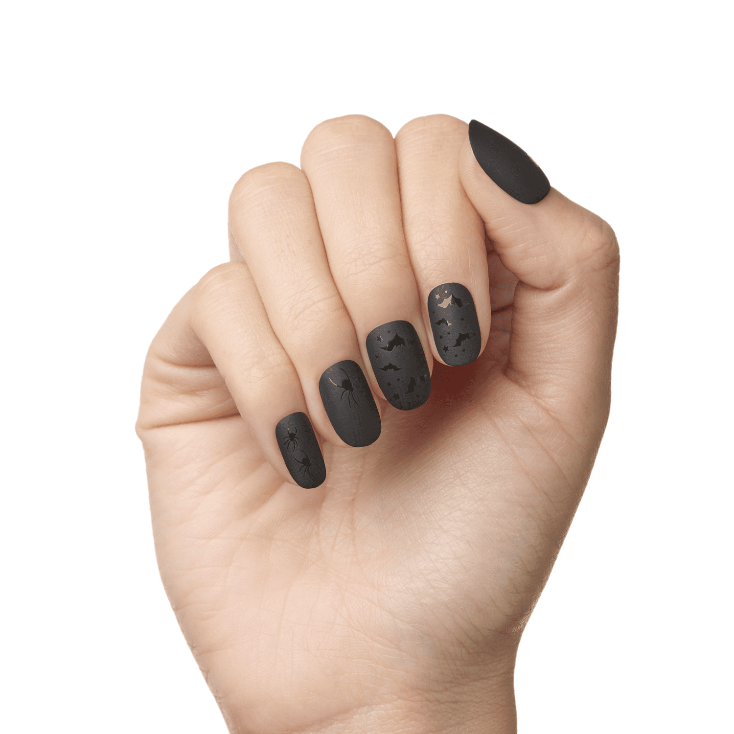Olive & June Super Stick Effects Short Round Press-on Nails, Black Cat Chic, 32 Pieces
