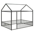 thumbnail image 5 of Gewnee Full Size Metal House Bed frame with Fence,Montessori Floor Bed for Toddler and Kids,Black, 5 of 9