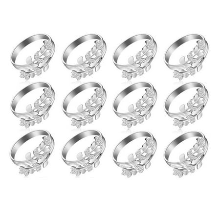 

12 Pcs Leaf Napkin Ring Christmas Napkin Ring Buckle Silver