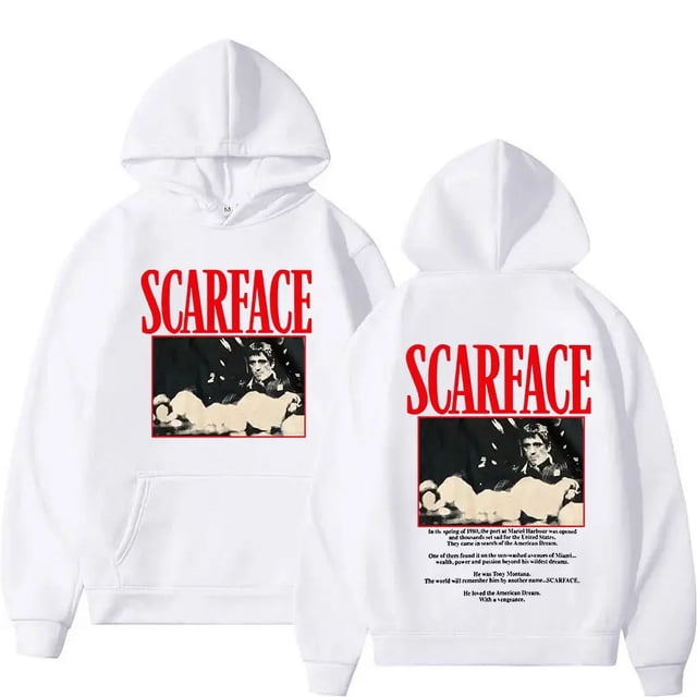 Sudadera con capucha de Tony Montana para hombres y mujeres, ropa de calle de lana suelta, sudadera de manga larga Vintage, Hip Hop, Scarface de la película clásica de los 90