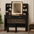 thumbnail image 2 of QinaQin Vanity with a Mirror and Light, a Vanity Set with a Power Outlet, a Cushioned Stool, Six Shelves, Two Large Drawers, and Adjustable Lighting with Three Colors, 2 of 7
