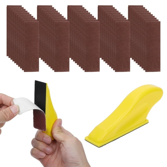Unique Bargains 51 Pcs Sanding Discs Wet Dry Waterproof Micro Zip Detail Sander Hook & Loop Sandpaper for Woodworking 1.18"x3.54" 100 Grit Red Aluminum Oxide