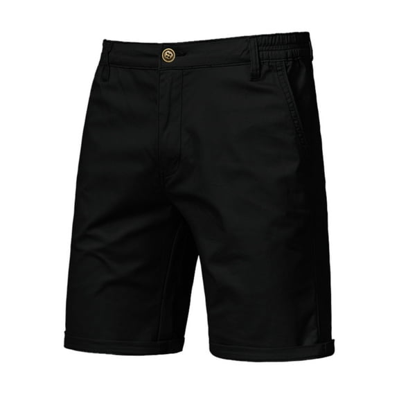 PEASKJP Men's Cargo Casual Shorts Summer Cotton Classic Relexed Fit Lightweight Twill Shorts Black L