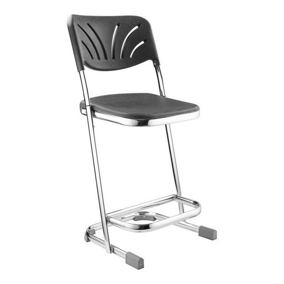 Pemberly Row 22" Modern Plastic Elephant Z-Stool with Backrest in Black