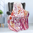 thumbnail image 4 of Flower Soft Flannel Fleece Throw Blanket, Garden Pink Florals Buds Leaves Swirls Romantic Modern Art, Cozy Plush for Indoor and Outdoor Use, 60" x 80", Pale Pink Orange, by Ambesonne, 4 of 5