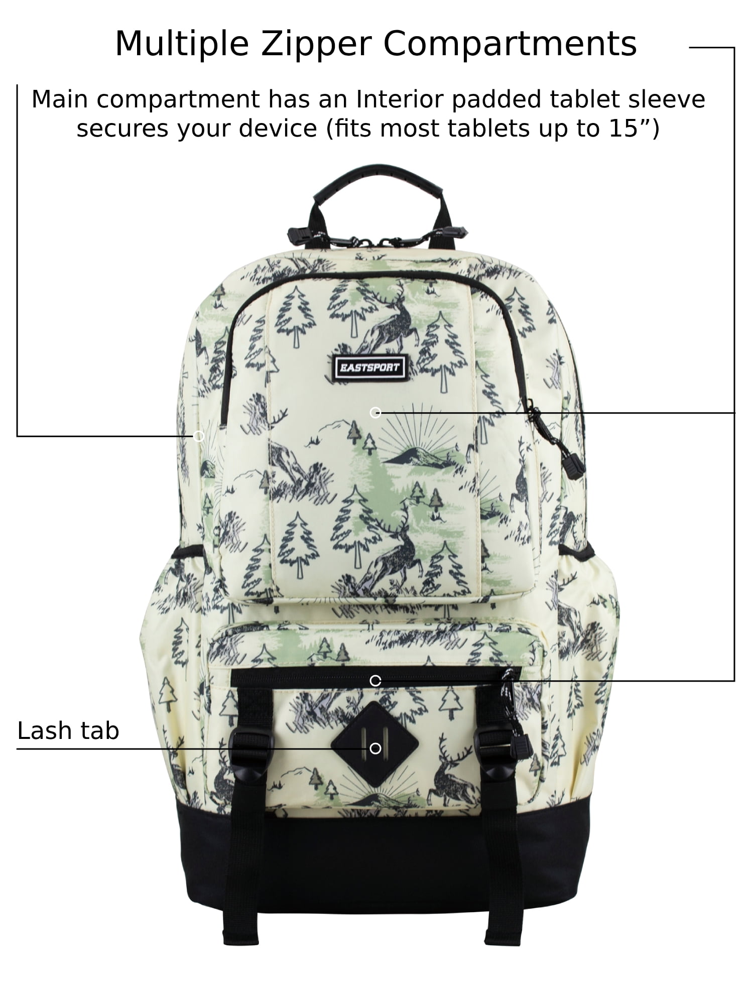 Eastsport Unisex Lexington Laptop Backpack, Deer Print