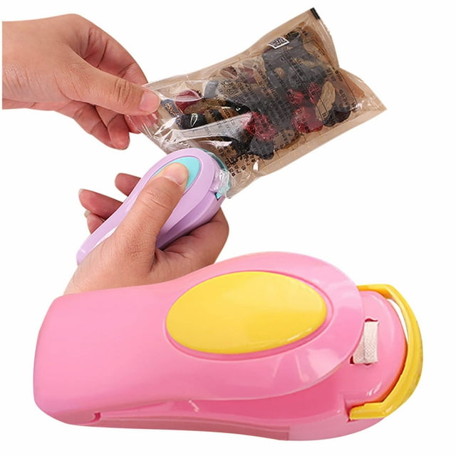 Oleegame 1 Pce Machine de Scellage à Pression Manuelle Mini Machine de Scellage de Sacs en Plastique Portable Rose