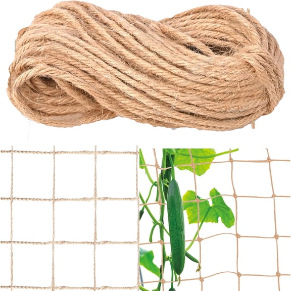 Jute Plant Support Netting,Bexikou 1.8m*2m Garden Pea Bean Net,Eco-Friendly Climbing Plant Trellis Rope Netting,Natural Twine Net for Garden Bean Fruits Climbing Plants Sweet Peas