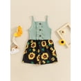 thumbnail image 2 of Bagilaanoe Toddler Baby Girl Jumpsuit Shorts Sleeveless Sunflower Print Romper Overalls 12M 18M 24M 3T 4T 5T Kids Short Pants Summer Clothes, 2 of 7