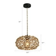 thumbnail image 5 of Q&S 1-Light, Boho Pendant Light Rustic Hand-Woven Hemp Rope Cage Basket Rattan Hanging Lamp Wicker Coastal Retro Light Fixtures for Hallway Entryway Kitchen Island Dining Room, 5 of 8