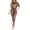 Coffee, variant on Women's Faux Leather Jumpsuit, Short Sleeve Draped Neck Romper, Tie Waist Skinny Pants Bodysuit, Elegant Night Out Clubwear One Piece Outfit Wine L