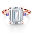 thumbnail image 2 of Gem Stone King 18K Rose Gold Plated Silver Blue Tanzanite Ring Set with Moissanite (7.46 Cttw) (Size 5), 2 of 3