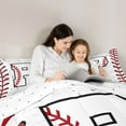 thumbnail image 5 of Manfei Letter P Monogrammed Full Size Comforter Sets,Baseball Game Lover Bedding Comforter Set,White Red Bedding Sets For Boys,Microfiber Room Decorative Reversible,3 Pieces, 5 of 8