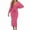 Hot Pink(Fashion), variant on Women Knit Dresses Long Sleeve V-Neck Wrap Midi Dress Belted Waist Stretch Bodycon Side Slit Skirts,Red,M