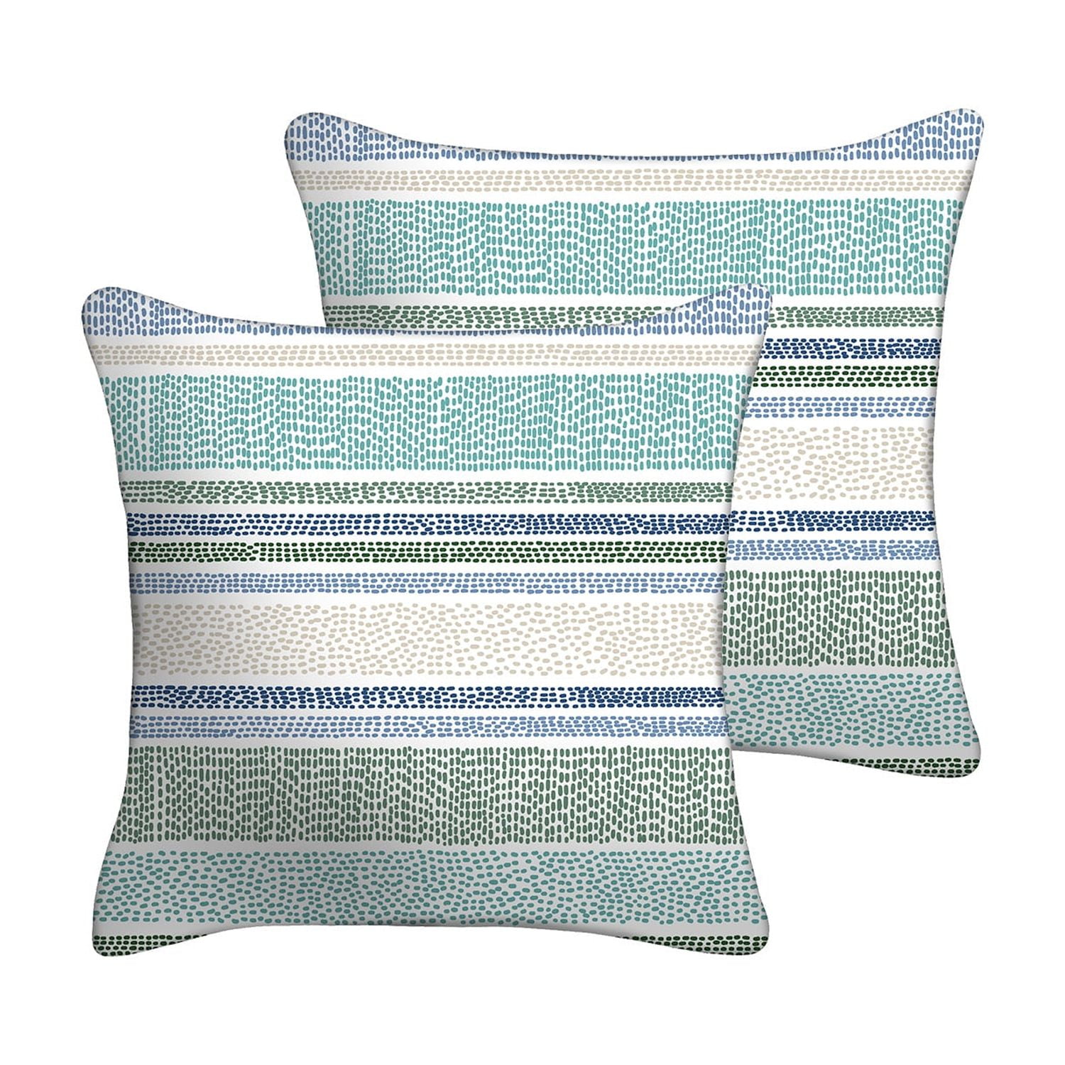 (1 pack) Mainstays 16" x 16" Dotted Stripe Decorative Outdoor Throw Pillow, Blue/Green