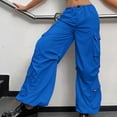 thumbnail image 5 of SELONE High Waisted Cargo Pants Women Y2K With Pockets Low Rise Workout Trendy Athletic Long Pant Street Style Fashion Design Sense Multi Overalls Low Waist Sports Pants for Everyday Wear Blue L, 5 of 7