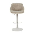 thumbnail image 3 of Toby Adjustable Swivel Barstool in Ivory Finish with Vintage Taupe Upholstered Seat and Pale Wood Accents, 3 of 5