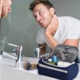 thumbnail image 3 of Neceser colgante para hombres y mujeres, kit de viaje portátil, organizador de cosméticos, bolsa de ducha de maquillaje impermeable, kit de afeitado para viajes, vacaciones, gimnasio, avión, azul, 3 of 8