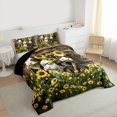 thumbnail image 3 of Homewish Funny Highland Cattle Queen Comforter Set,Yellow Sunflower Floral Bedding Sets,Western Farm Animal Bedding Comforter Set For Children,Super Cozy Room Decor Reversible,3 Pieces, 3 of 8