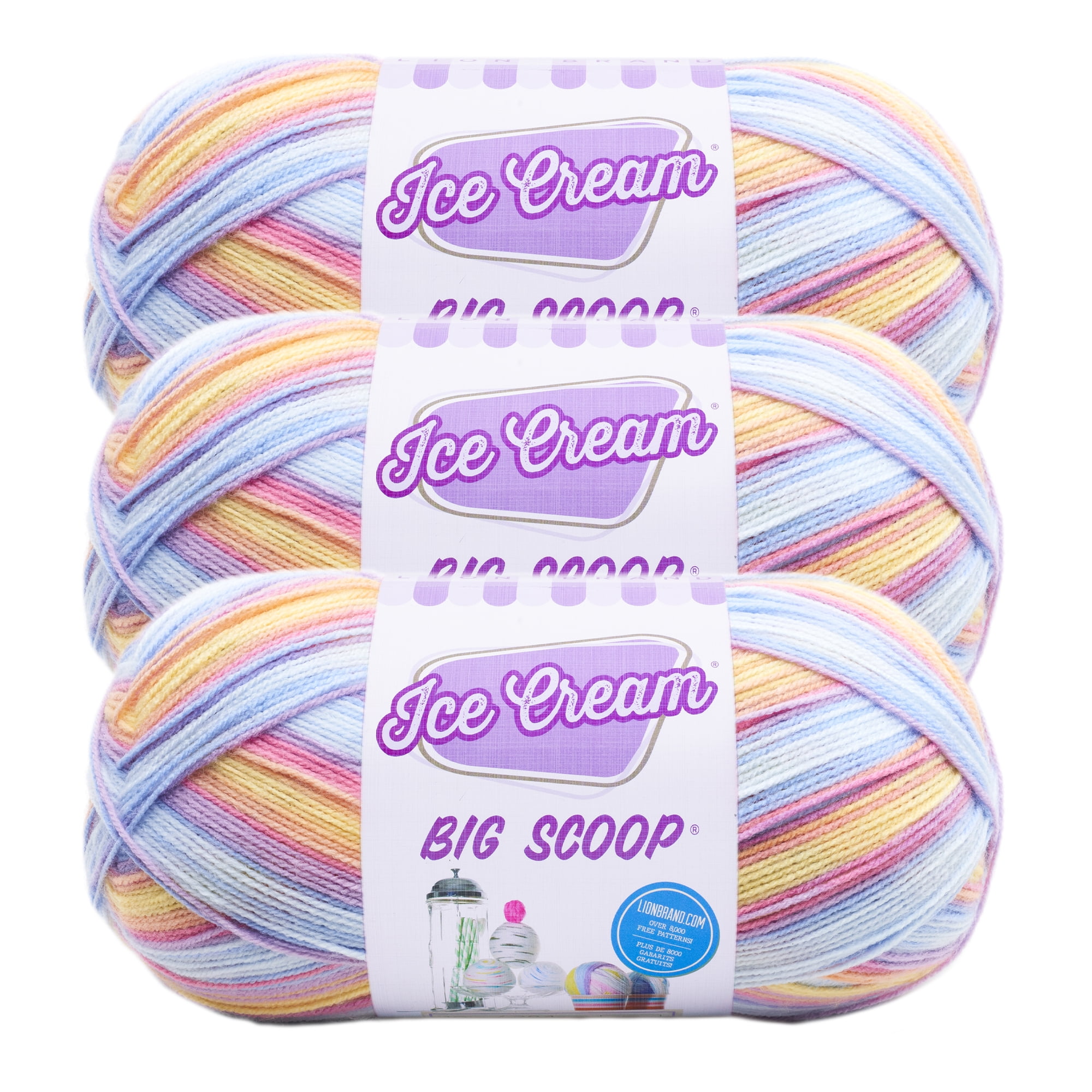 Lion Brand Yarn Ice Cream Big Scoop Parfait SelfStriping Baby Light