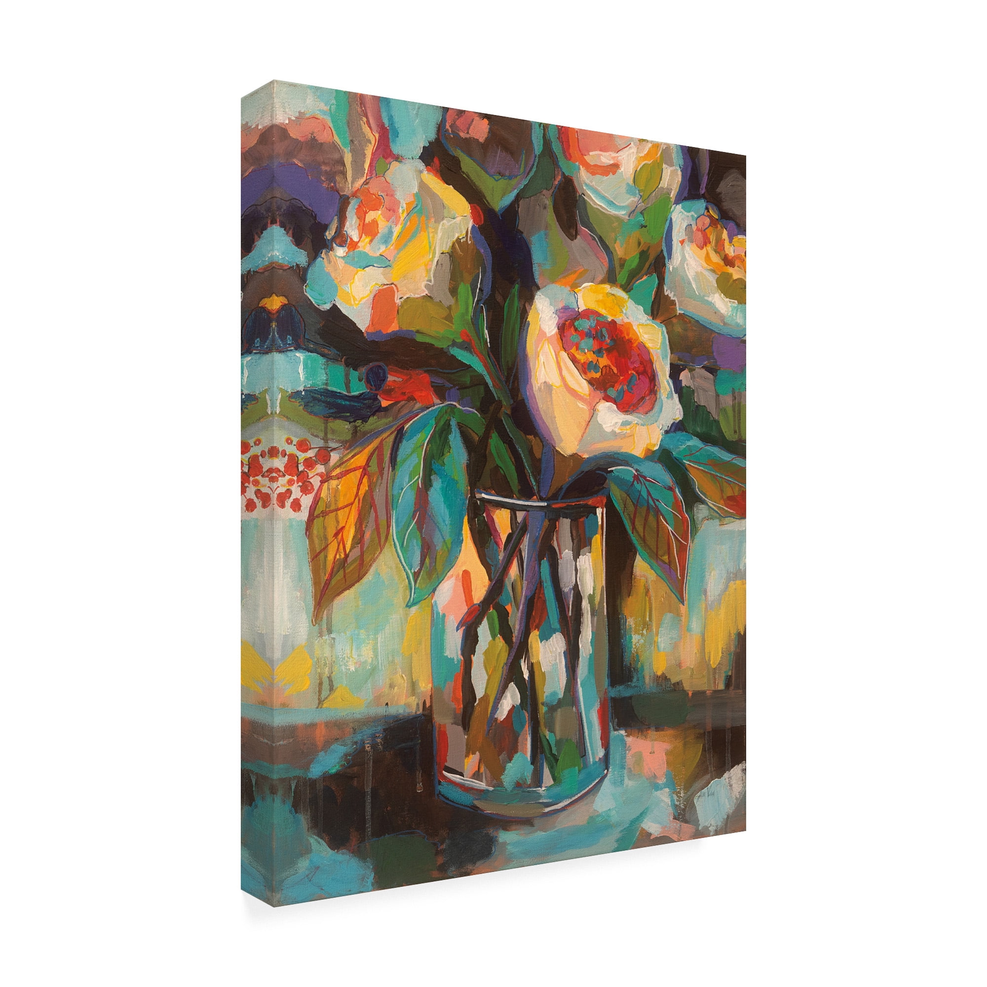Trademark Fine Art 'Stained Glass Floral' Canvas Art by Jeanette Vertentes