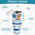 thumbnail image 2 of Yayeee 40oz Stainless Steel Tumbler with Straw and Handle Double-Wall Insulated Travel Water Bottle, Orange Sailboats, 2 of 8