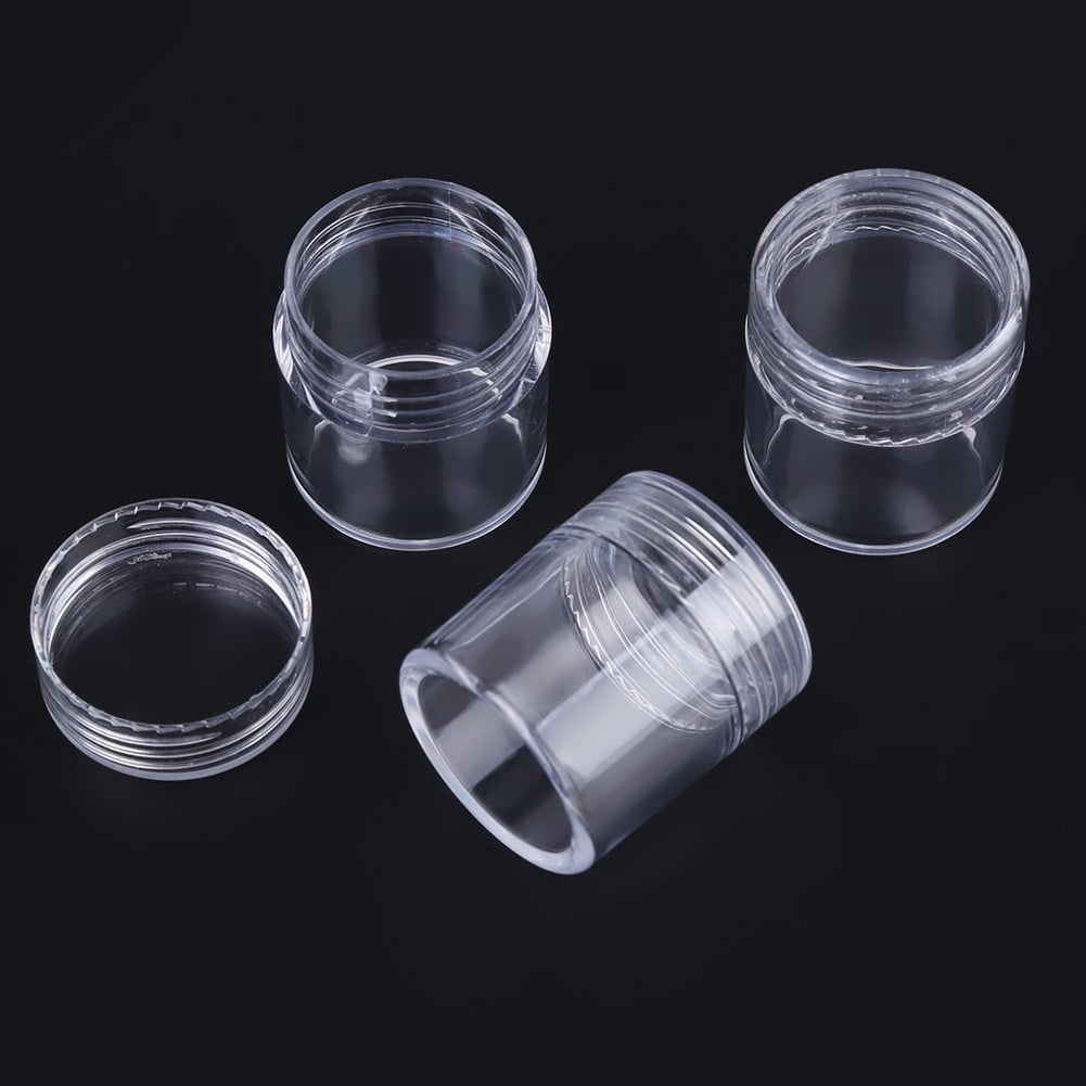 Set of 2 Clear JEWELRY BEAD Storage Case-30 pc EZ View jars organizer containers