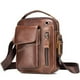 thumbnail image 1 of Bolso bandolera de cuero para hombre, estilo retro, pequeño, tipo bandolera, informal, con orificio para auriculares, para viaje, para almohadilla de 7,9", 1 of 8