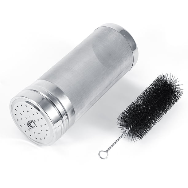 Filtro de Lúpulo Homebrew, Filtro de Lúpulo de Cerveza de Acero Con Kit de Cepillo de Limpieza de Malla de 300 Micérro para Barriles DED