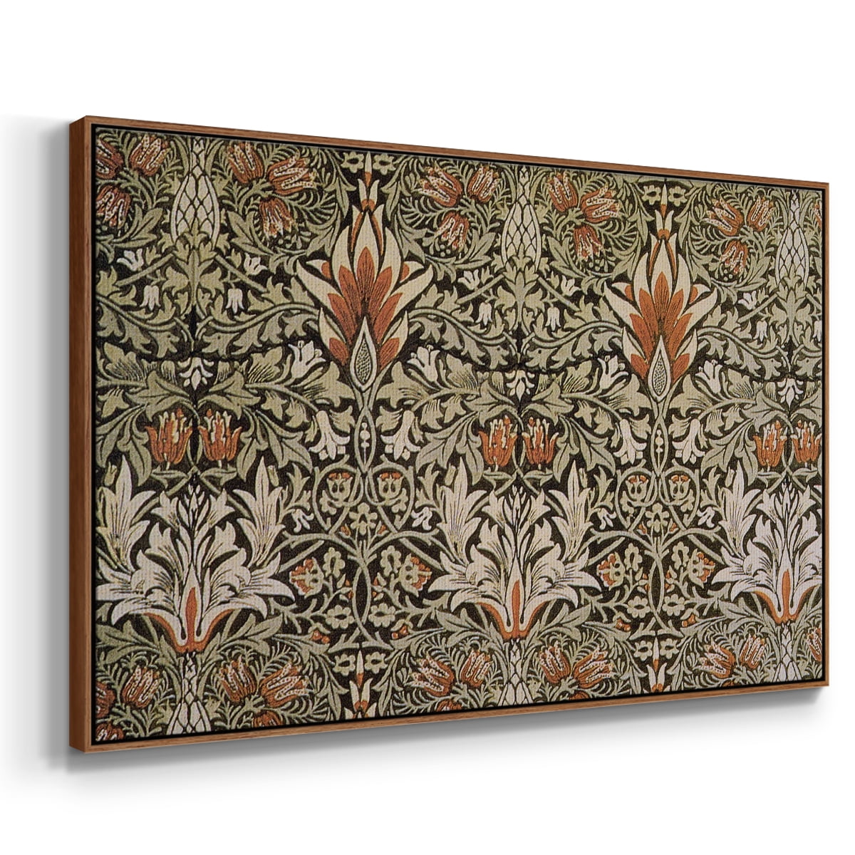 Vintage Abstract Print-LVI Framed in Walnut Wood Gallery Wrapped Canvas 17 in. x 25 in.