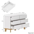 thumbnail image 6 of 6-Drawer Dresser,White Double Dresser,Wood Storage Cabinet for Living Room,Chest of Drawers for Bedroom,White02, 6 of 7