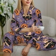 thumbnail image 6 of Fotbe Vintage Halloween Black Cat Pattern Long Sleeve Pajama Set for Women,Sleepwear Set,2-piece Loungewear Set,Soft PJs Comfy Nightwear with Pockets -XX-Large, 6 of 7