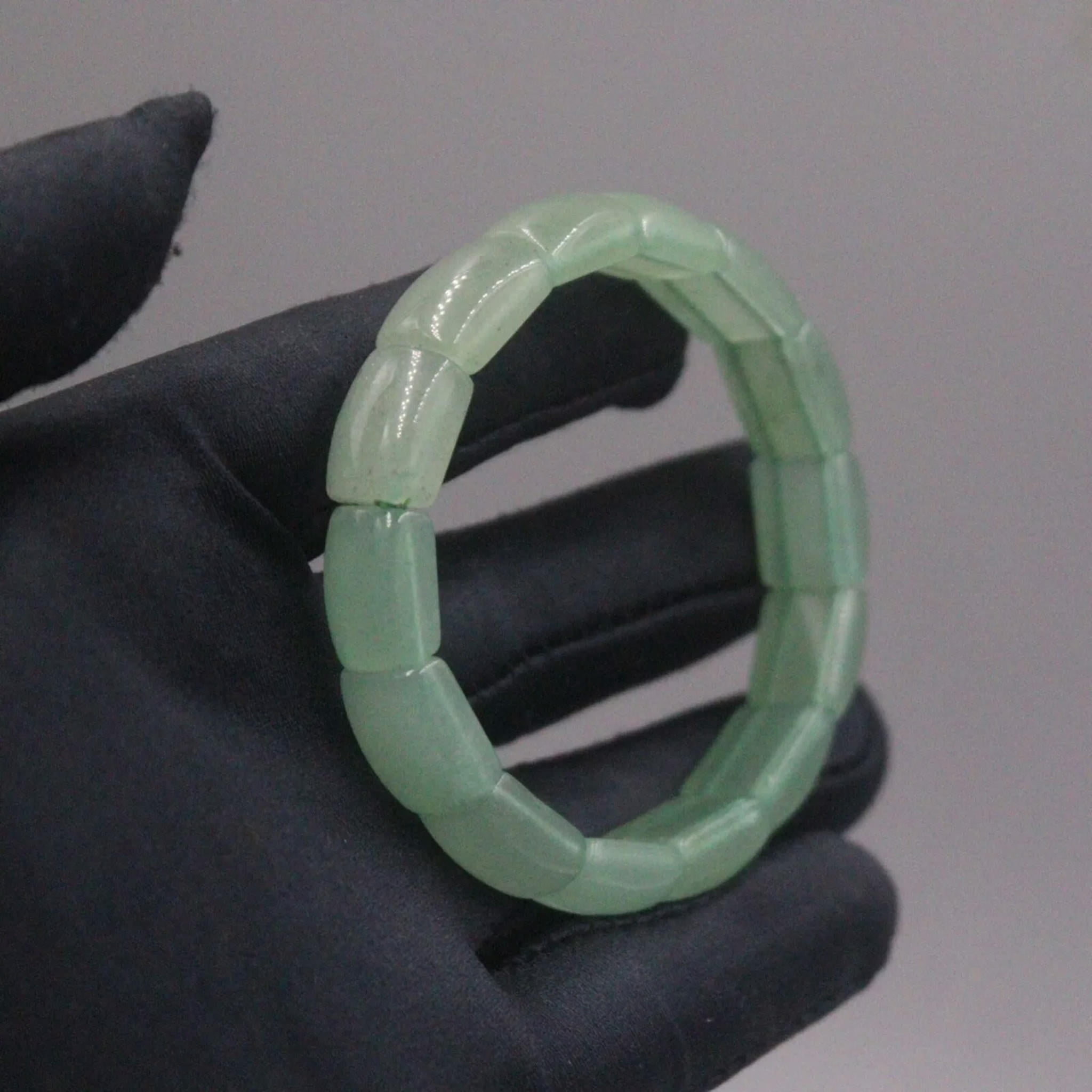 HOOUN Natural Jade Aventurine Women 12mm Width Long Square Beaded Elastic Bracelet
