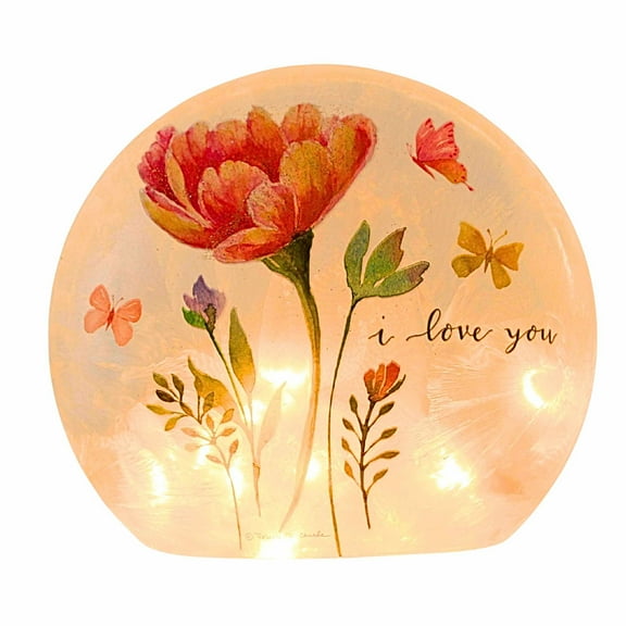 6.25In Love You Lighted Round Orb, Glass, Electric Flowers Rcm2261 Love