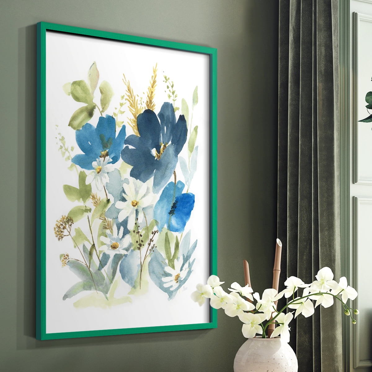 Wild Medley II Framed Print in Green Solid Wood 8 x 10 Framed Print