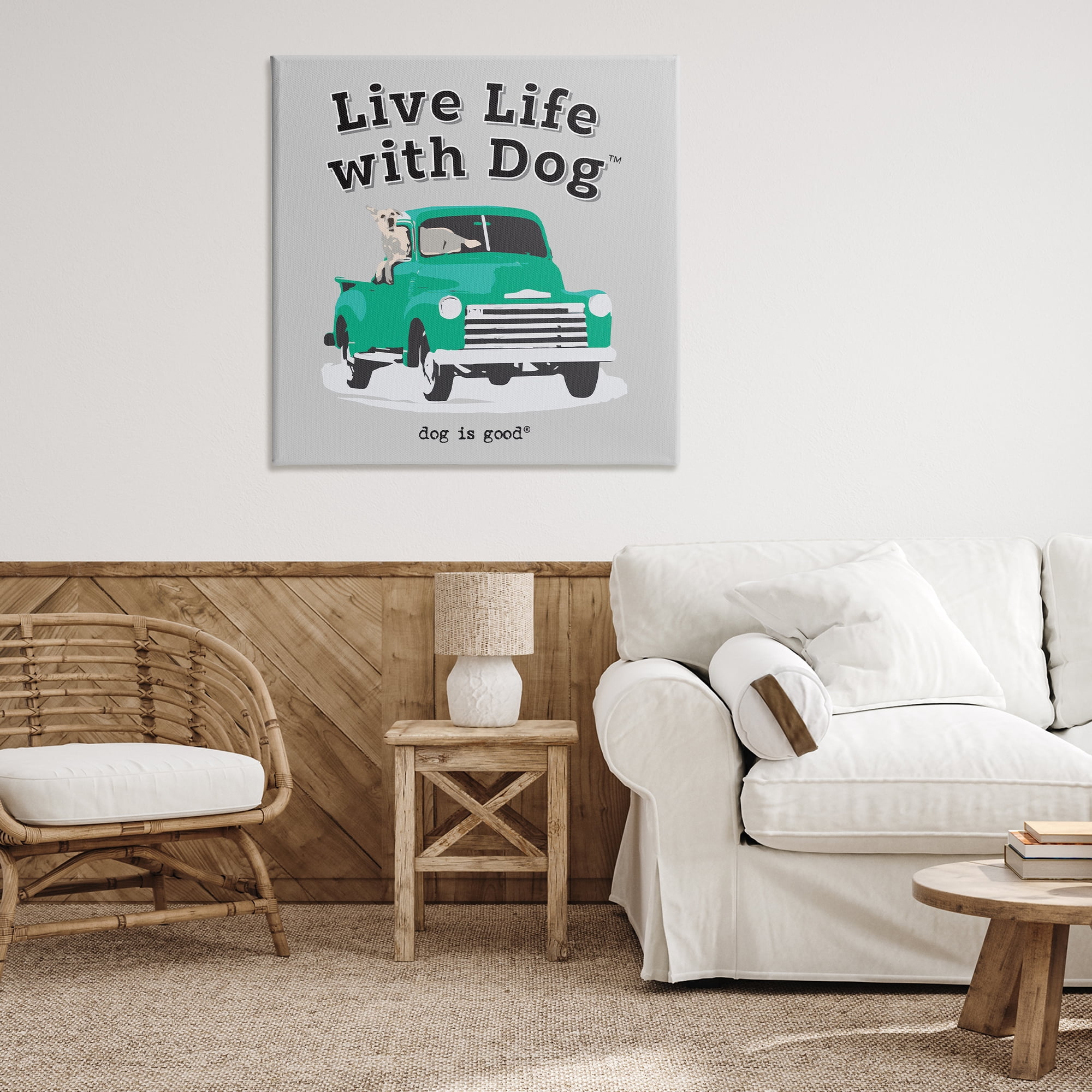 Stupell Industries Dog in Pickup Truck Animals Painting Wrapped Canvas Art Print Wall Art, 36 x 36