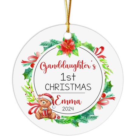 Granddaughter's 1st Christmas Ornament Newborn Baby Ornament 2025 for Granddaughter, Custom Baby Girl Name Ornament, Personalized Baby's First Christmas Ornament, Granddaughter Ornaments dV2Fc9