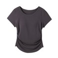 thumbnail image 2 of Fanxing Tops for Women Built in Bra Cozy Scoop Neck Short Sleeve T-Shirts Yoga Workout Tops Dark Gray,M, 2 of 6