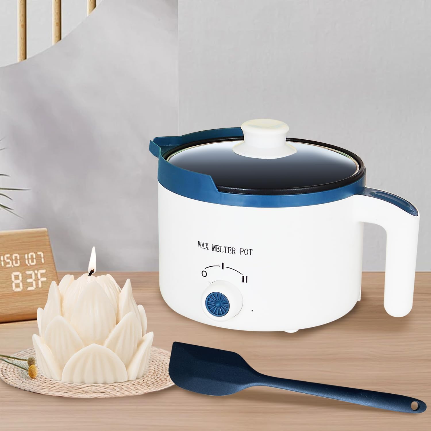 Wax Melter for Candle Making with Pouring Spout, Electric Wax Melting Pot Kit Included Wicks, Wick Stickers, Centering Device, Stirring Spoon