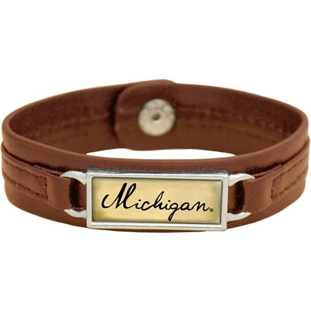- Michigan Wolverines Women's Sepia Leather Bracelet - Brown - No Size