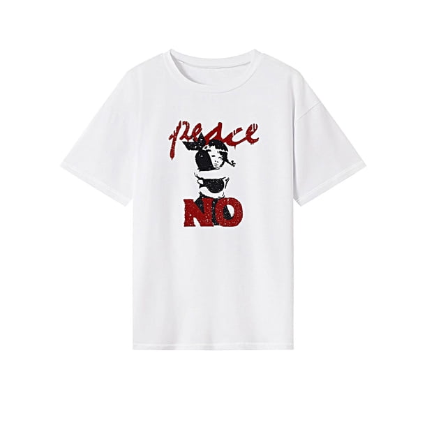 Camiseta de verano con cuello redondo para mujer, para viaje, caminar, calle, regalo del día de San Valentín S