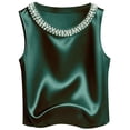 thumbnail image 4 of Women's Elegant Satin Tank Top - Pearl Embellished Round Neck Sleeveless Camisole, Solid Color Summer Top for Casual & Office Wear (S-XXL), 4 of 4