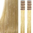 thumbnail image 2 of Hair Tinsel Pack of 12 Pcs Clip in Hair Tinsel 20 Inch Golden Glitter Tinsel Hair Extensions, Festival Tinsel Fairy Hair Extension Party Dazzle Hair Accessories Strands Kit (12Pcs,Golden#), 2 of 9