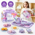 thumbnail image 6 of Joyfy Unicorn Tea Party Set for Girls, Pretend Tin Teapot Set with Teapot, Cups, Plates, Carrying Case, Princess Tea Time Play Kitchen for Christmas Birthday Gift, 6 of 8