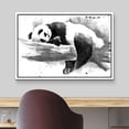 thumbnail image 3 of wall26 Framed Canvas Print Wall Art Watercolor Explosion Black &amp; White Sleeping Panda Animals Wildlife Illustrations Pop Art Chic Portrait Relax/Calm for Living Room, Bedroom, Office - 16"x2, 3 of 5