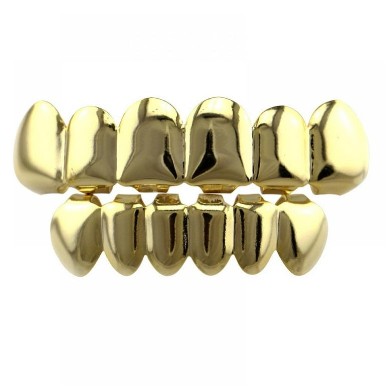 HH Bling Empire Iced Out Diamond Teeth Grillz for Men Women,Silver Gold Grills for Your Teeth Top and Bottom,Hip Hop Rapper Teeth Jewelry and