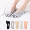 thumbnail image 4 of 5 pares de calcetines de compresión ortopédicos para mujer, calcetines con dedos del pie, transpirables, calcetines con dedos separados, calcetines náuticos invisibles, 4 of 9