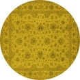 thumbnail image 1 of Ahgly Company Machine Washable Indoor Round Oriental Yellow Traditional Area Rugs, 8' Round, 1 of 4